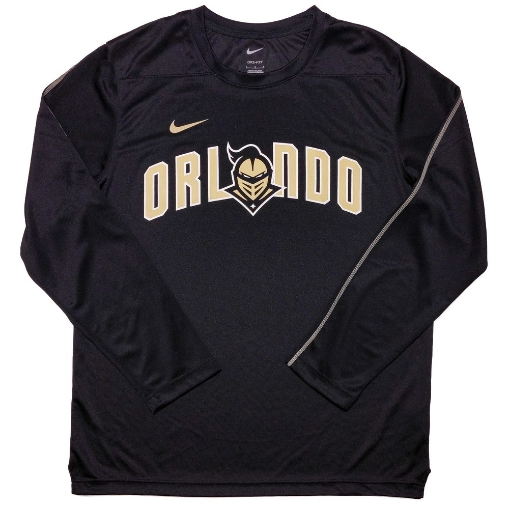 NIKE UCF Knights Long Sleeve Performance Shirt Orlando Black Large L